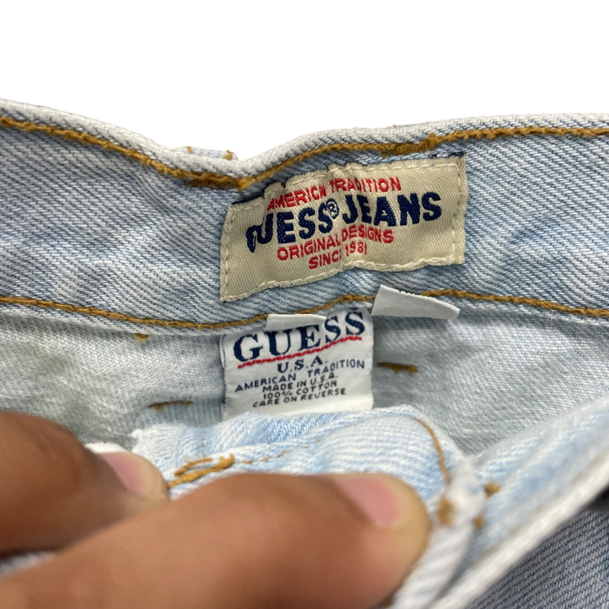 Guess Womens Light Wash Denim High-Waist Rolled Hem Shorts 100% Cotton USA Made M