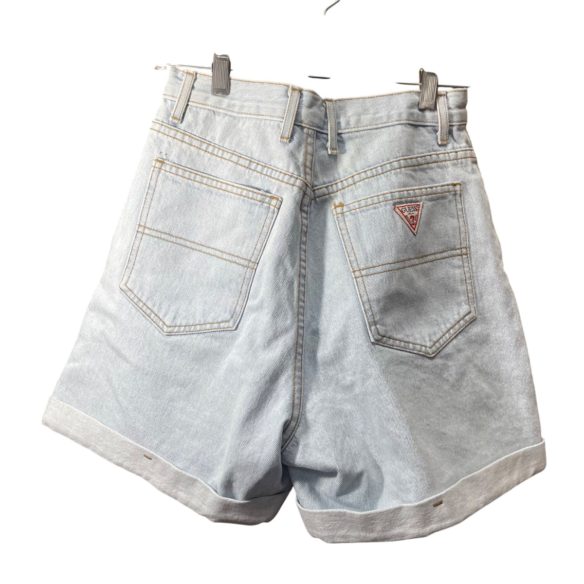 Guess Womens Light Wash Denim High-Waist Rolled Hem Shorts 100% Cotton USA Made M