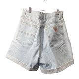 Guess Womens Light Wash Denim High-Waist Rolled Hem Shorts 100% Cotton USA Made M