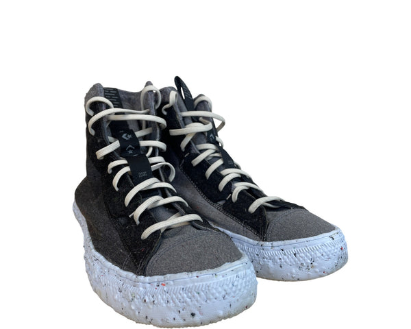 Converse Unisex Grey & Black High-Top Sneakers Size 10.5 Textured Upper W/Laces