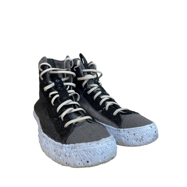 Converse Unisex Grey & Black High-Top Sneakers Size 10.5 Textured Upper W/Laces