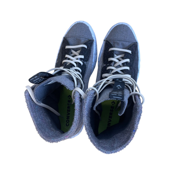 Converse Unisex Grey & Black High-Top Sneakers Size 10.5 Textured Upper W/Laces