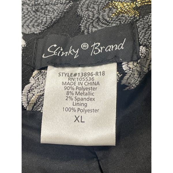 Slinky Brand Women’s Black & White Floral Jacquard Long Sleeve Coat Size XL