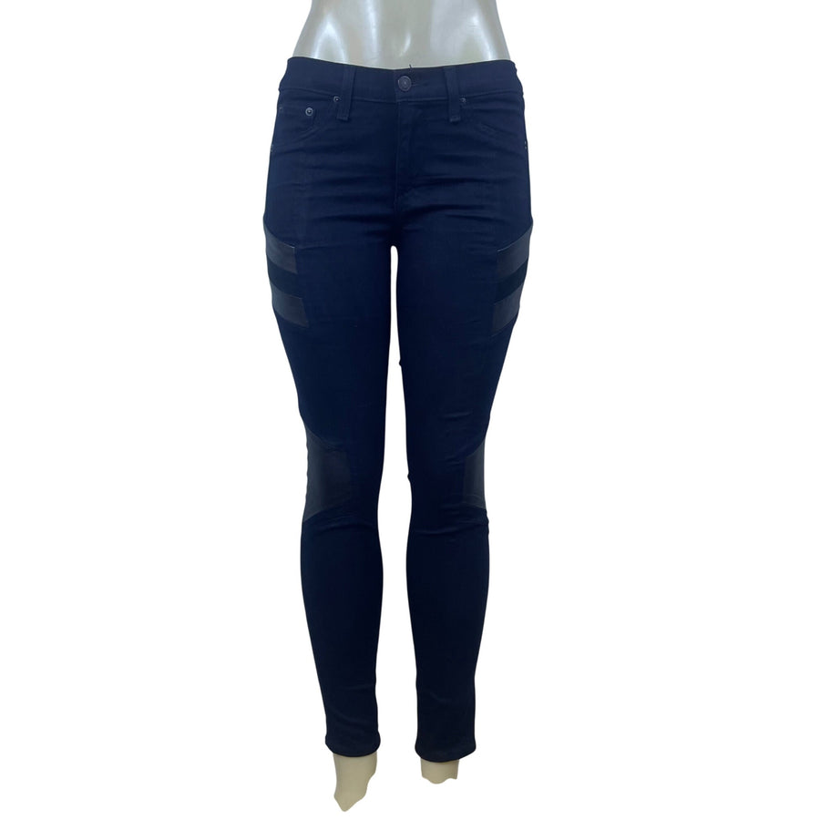 Rag & Bone Women's Dark Blue Mid-Rise Skinny Jeans Moto Style Size 28