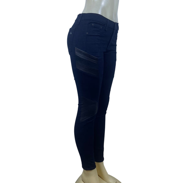 Rag & Bone Women's Dark Blue Mid-Rise Skinny Jeans Moto Style Size 28