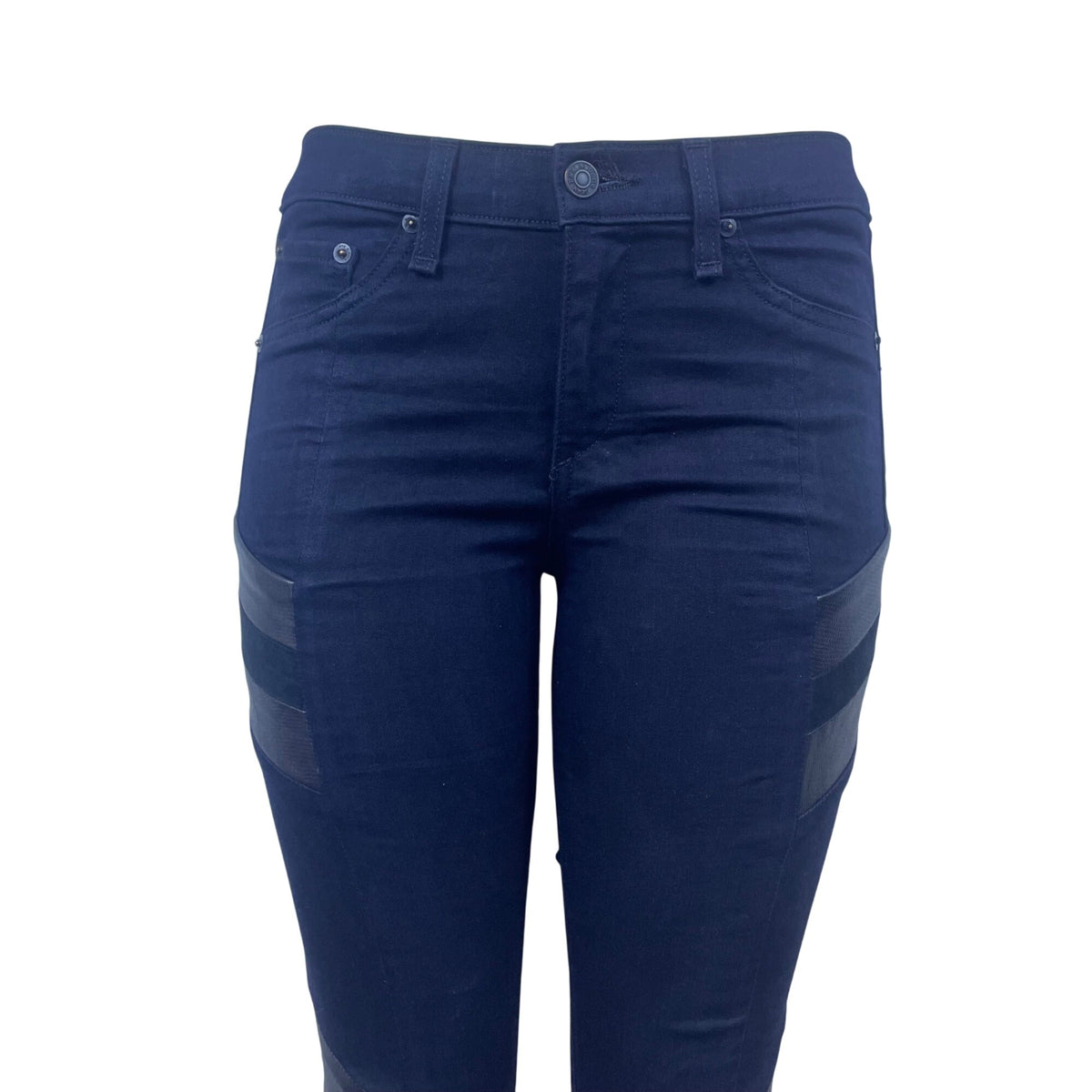 Rag & Bone Women's Dark Blue Mid-Rise Skinny Jeans Moto Style Size 28