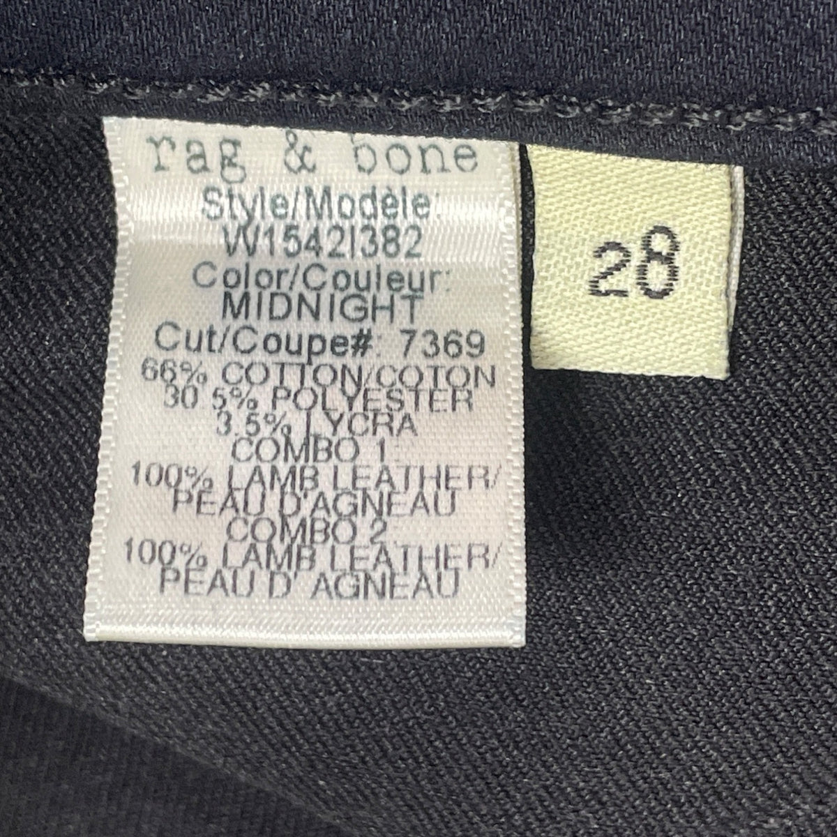 Rag & Bone Women's Dark Blue Mid-Rise Skinny Jeans Moto Style Size 28