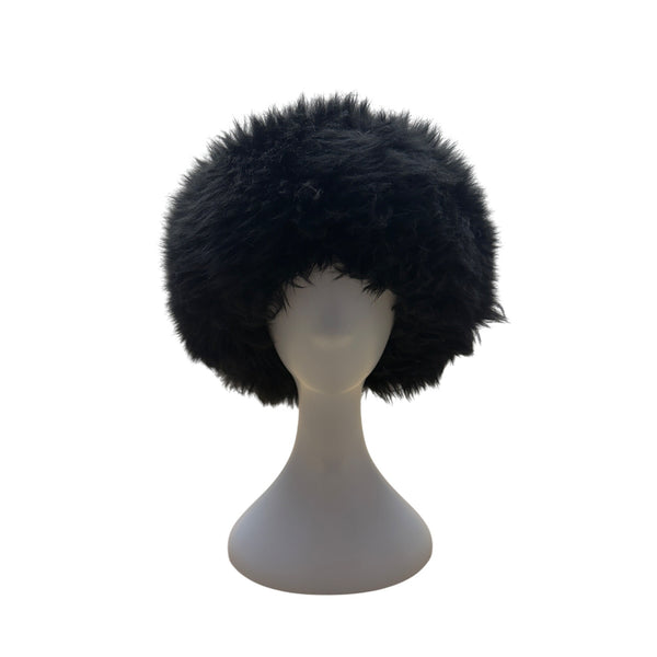 Leprachaun Sheepskin Co Black Fur-Lined Winter Hat Size Large Made in USA