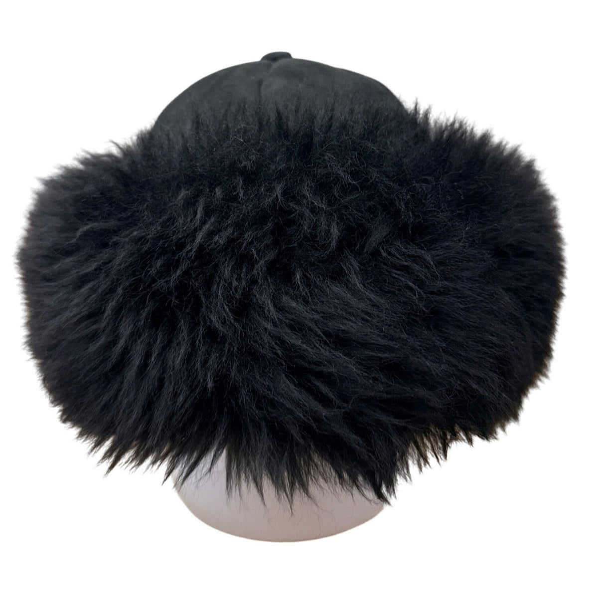 Leprachaun Sheepskin Co Black Fur-Lined Winter Hat Size Large Made in USA