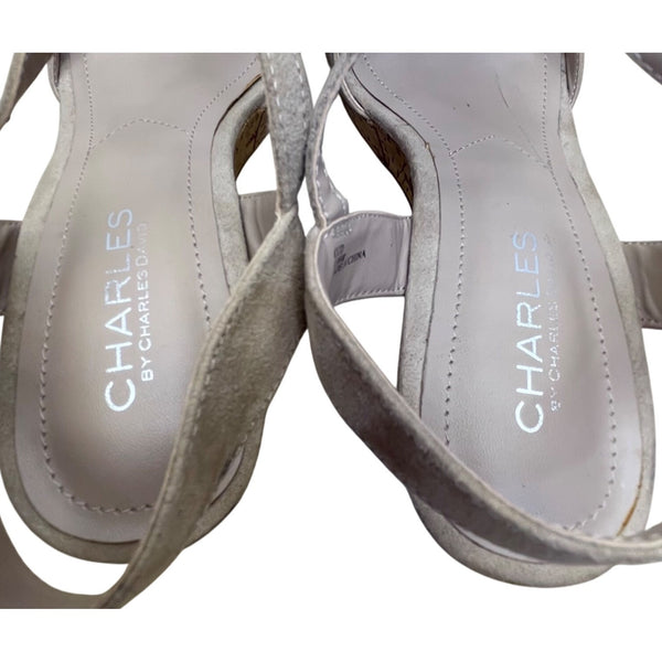 Charles David Women’s Brown Suede Strapped Open Toe Cork Wedge Sandals Sz 8.5M