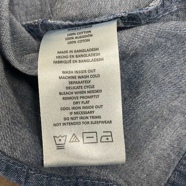 DKNY Boys Denim Button-Up Long Sleeve Single Chest Pocket Shirt Sz M 10/12 - New