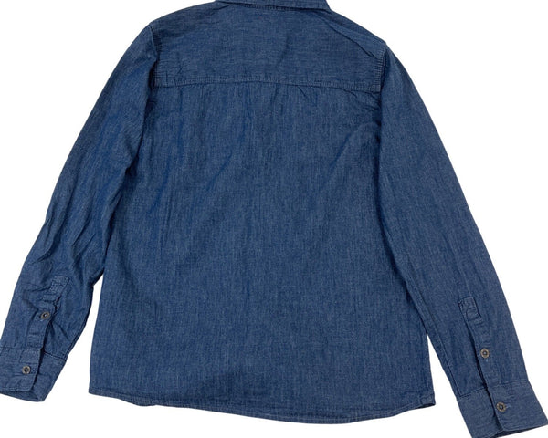 DKNY Boys Denim Button-Up Long Sleeve Single Chest Pocket Shirt Sz M 10/12 - New