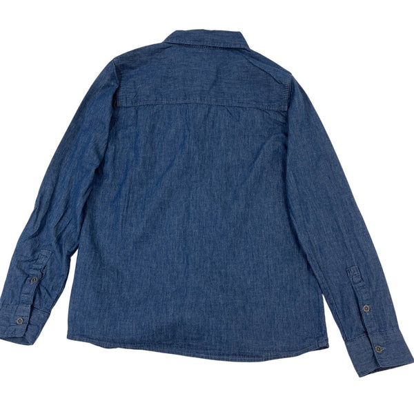 DKNY Boys Denim Button-Up Long Sleeve Single Chest Pocket Shirt Sz M 10/12 - New