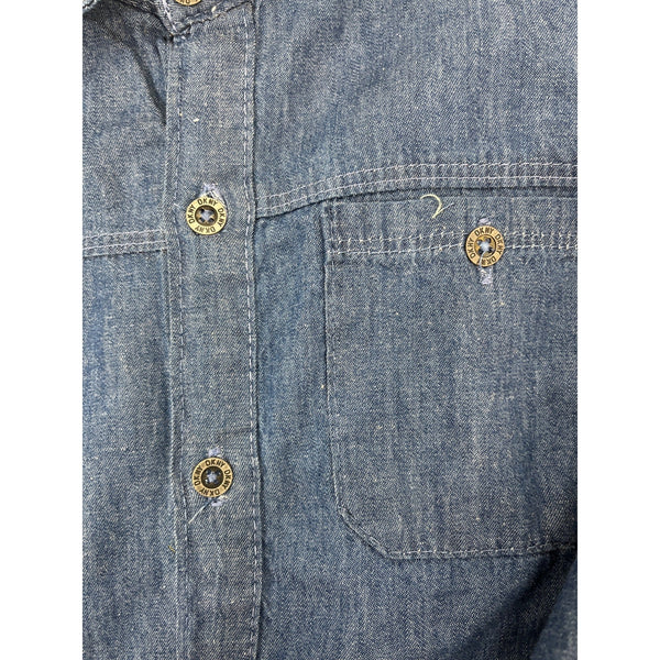 DKNY Boys Denim Button-Up Long Sleeve Single Chest Pocket Shirt Sz M 10/12 - New