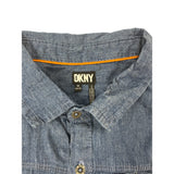 DKNY Boys Denim Button-Up Long Sleeve Single Chest Pocket Shirt Sz M 10/12 - New