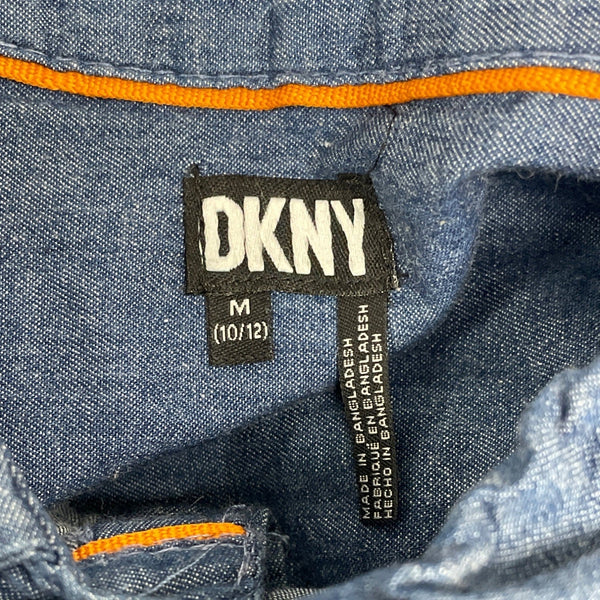 DKNY Boys Denim Button-Up Long Sleeve Single Chest Pocket Shirt Sz M 10/12 - New