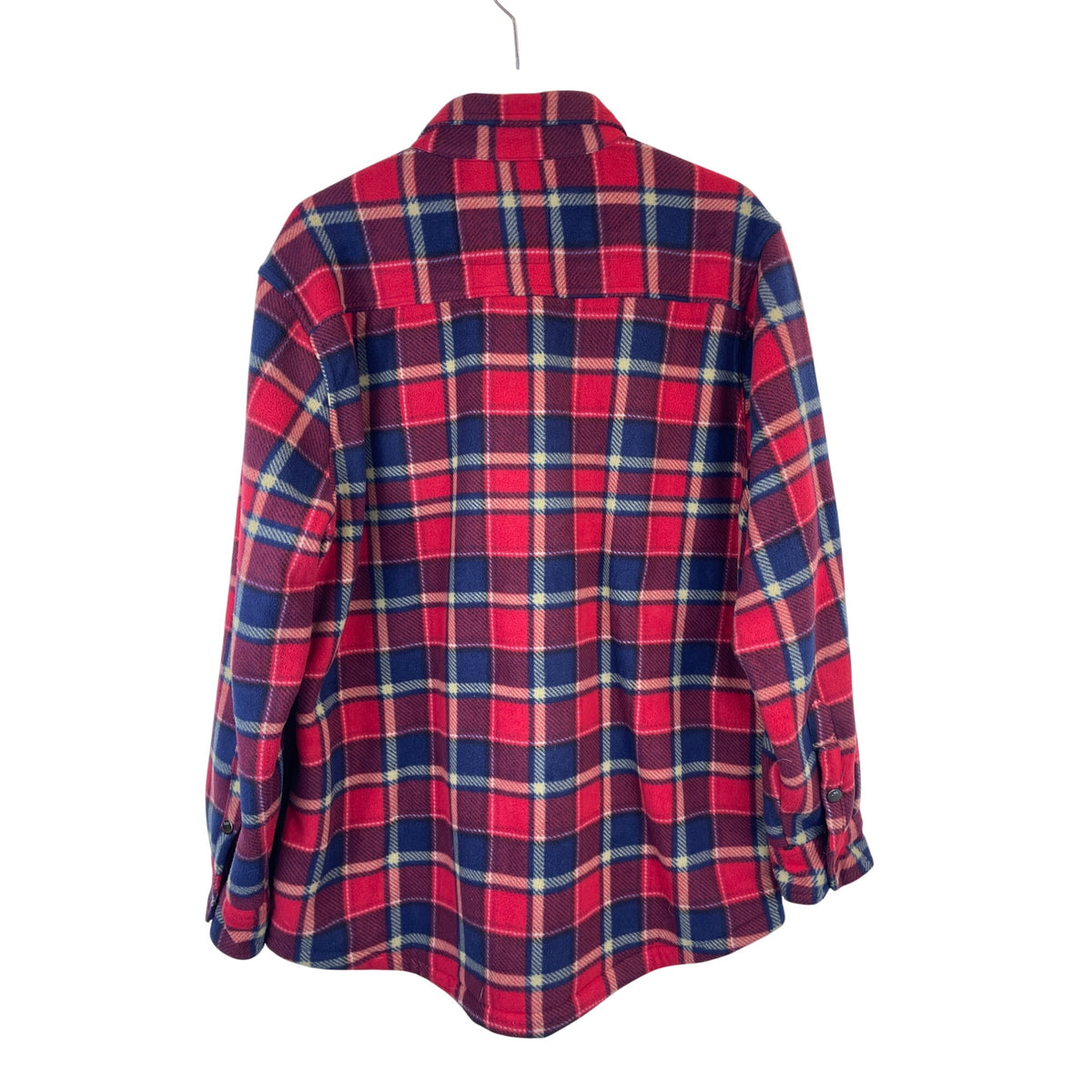 Lee Mens Red & Navy Checkered Fleece Button-Up Shirt Regular Fit Size XL