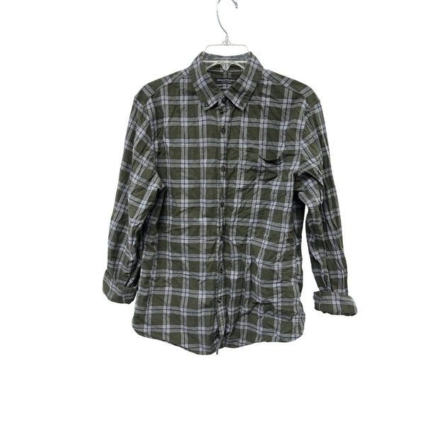 Banana Republic Luxe Flannel Slim Fit Plaid Shirt M Green