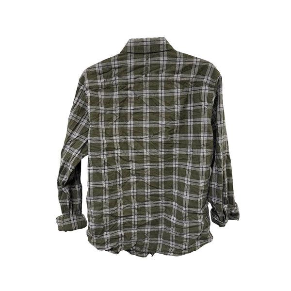 Banana Republic Luxe Flannel Slim Fit Plaid Shirt M Green