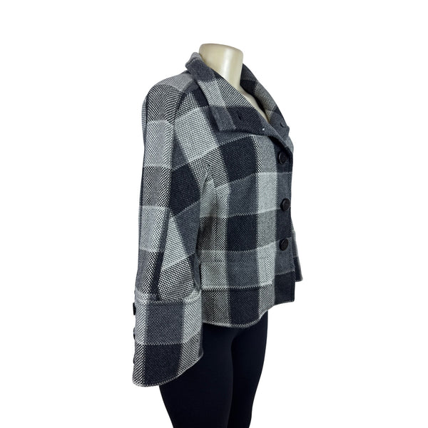 Carlisle Women's Black & Gray Plaid Wool Blend Cropped Jacket Size 8