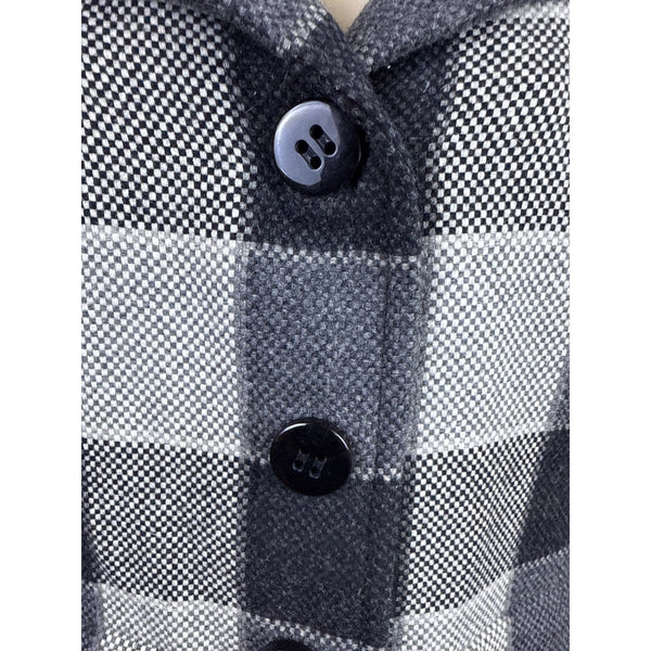 Carlisle Women's Black & Gray Plaid Wool Blend Cropped Jacket Size 8
