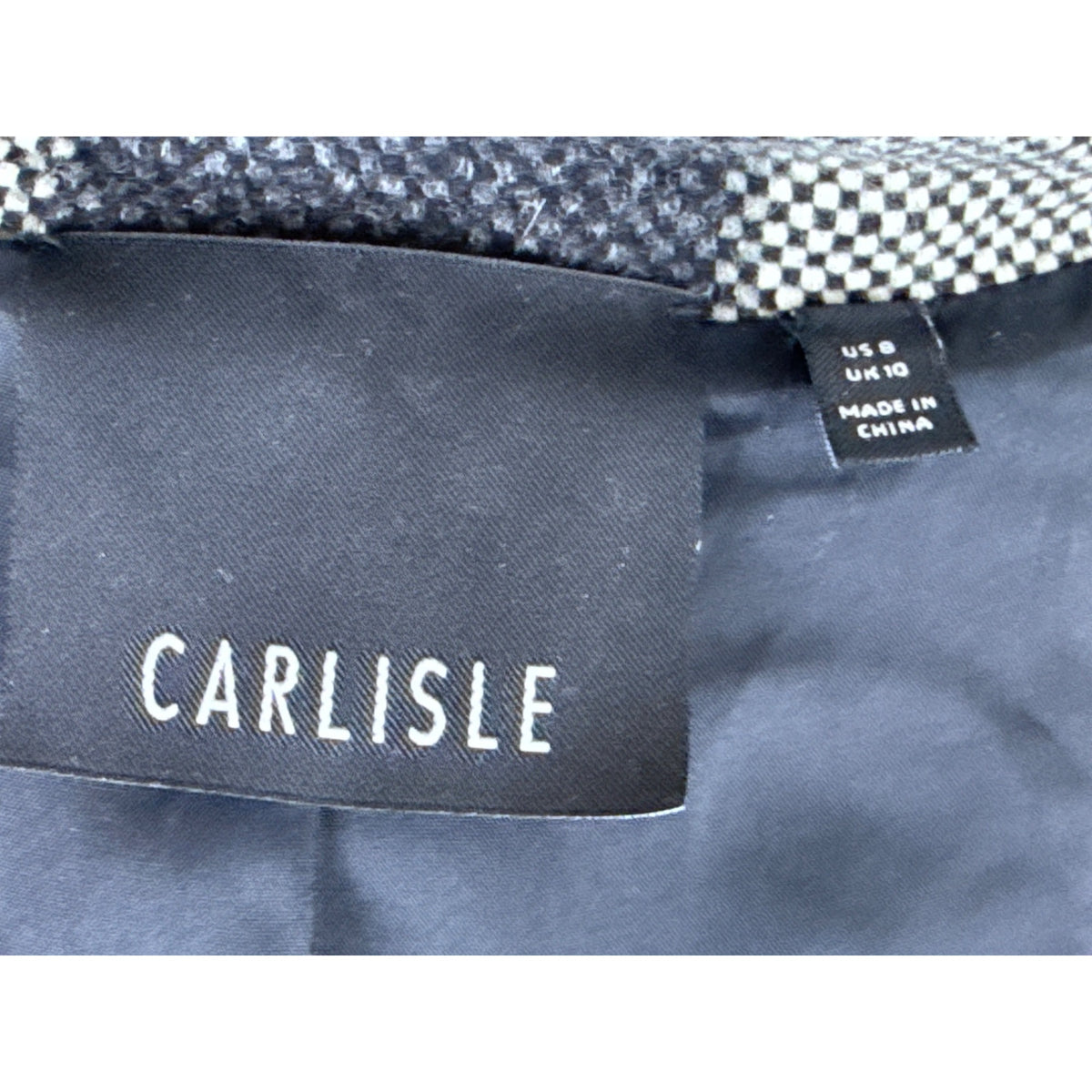 Carlisle Women's Black & Gray Plaid Wool Blend Cropped Jacket Size 8