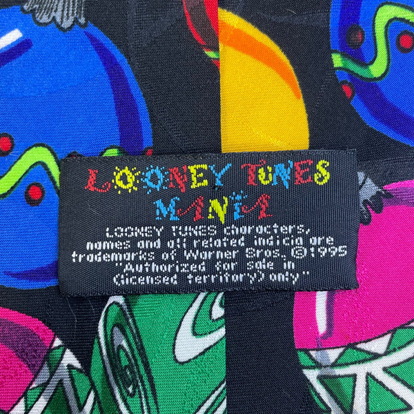 Looney Tunes Mens Black Polyester Christmas Tie With Bugs Bunny Ornament Design