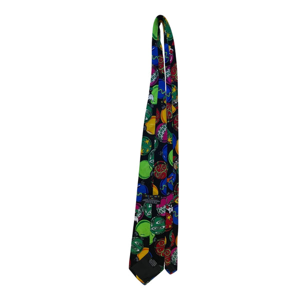Looney Tunes Mens Black Polyester Christmas Tie With Bugs Bunny Ornament Design