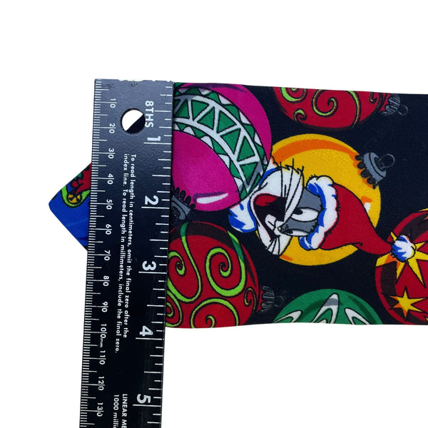 Looney Tunes Mens Black Polyester Christmas Tie With Bugs Bunny Ornament Design