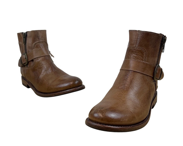 Bed Stü Women’s Brown Leather Buckle & Zipper Closure Ankle Boots Sz 8.5 - New