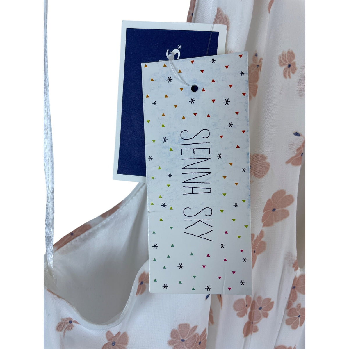 Sienna Sky Womens White Floral Halter Dress Sleeveless Double-Layer XS Polyester