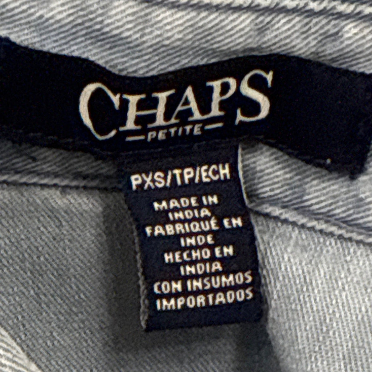 Chaps Petite Light Blue Button-Down Short Sleeve Denim Shirt Size PXS