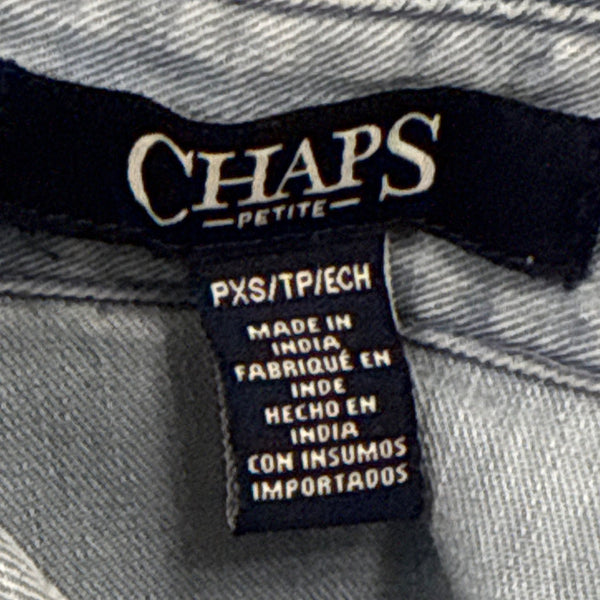 Chaps Petite Light Blue Button-Down Short Sleeve Denim Shirt Size PXS