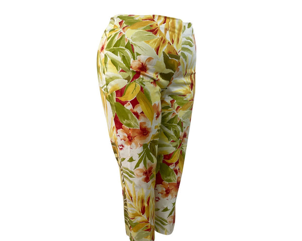 Linda Allard Ellen Tracy Womens Multicolor Floral Capri Pants Sz 16