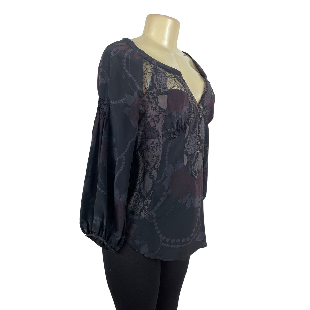 Rebecca Taylor Womens Multicolor & Mixed Pattern Silk Blouse Sz 2