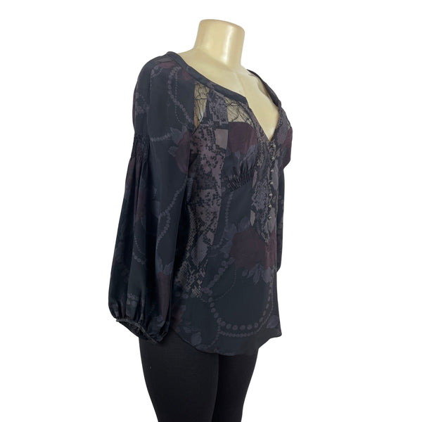 Rebecca Taylor Womens Multicolor & Mixed Pattern Silk Blouse Sz 2