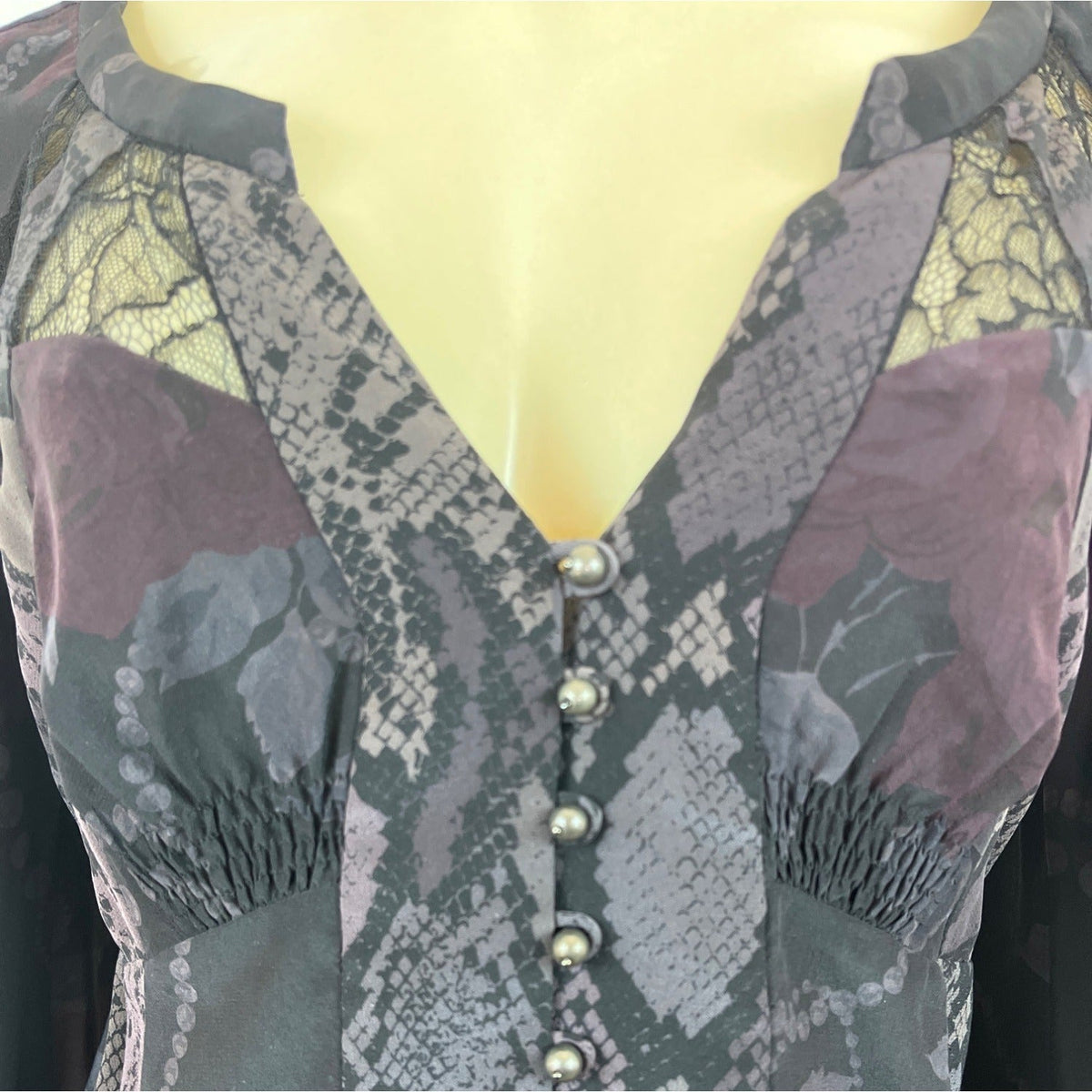 Rebecca Taylor Womens Multicolor & Mixed Pattern Silk Blouse Sz 2