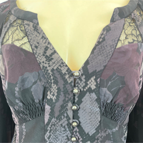 Rebecca Taylor Womens Multicolor & Mixed Pattern Silk Blouse Sz 2