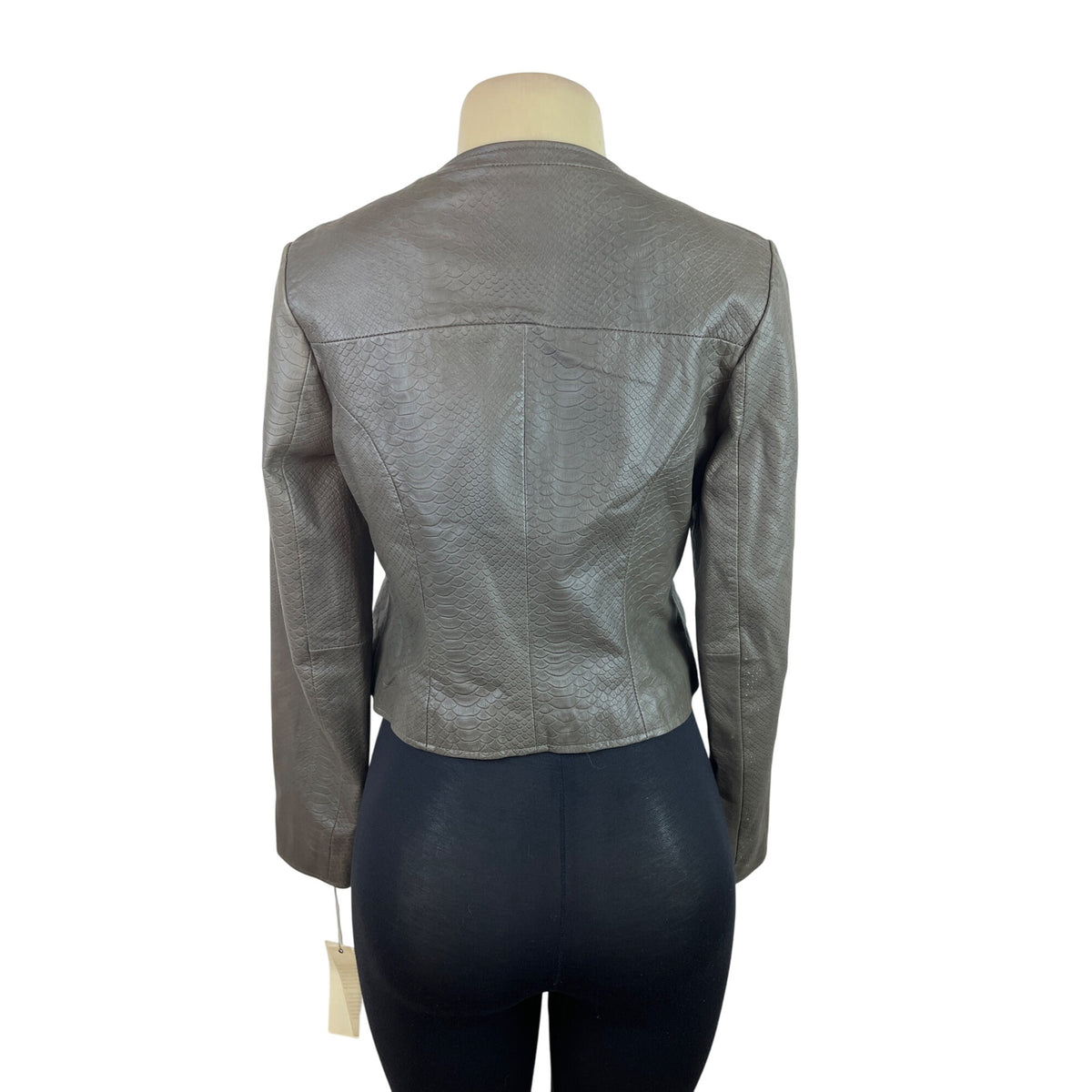 Bagatelle Womens Leather Snake Print Jacket Gray With Zip Closure Size S - New