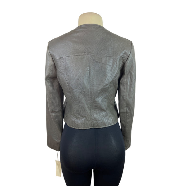 Bagatelle Womens Leather Snake Print Jacket Gray With Zip Closure Size S - New