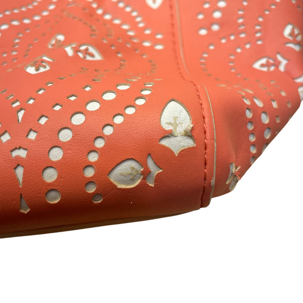 Vera Bradley Women’s Coral Faux Leather Laser Cut Tote Bag With Shoulder Straps