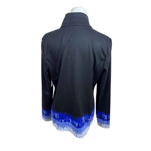 Talbots Women's Blue & Black Tie Dye Quarter Zip Pullover Shirt Size PL
