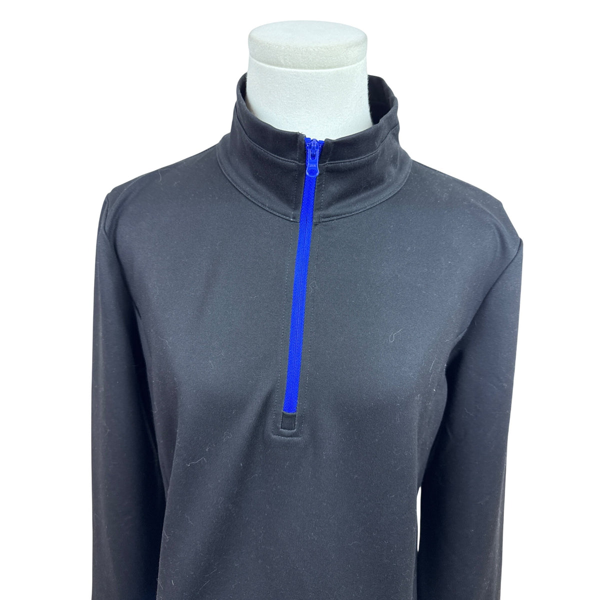 Talbots Women's Blue & Black Tie Dye Quarter Zip Pullover Shirt Size PL