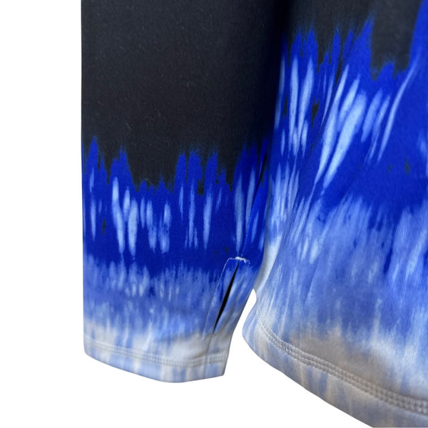 Talbots Women's Blue & Black Tie Dye Quarter Zip Pullover Shirt Size PL