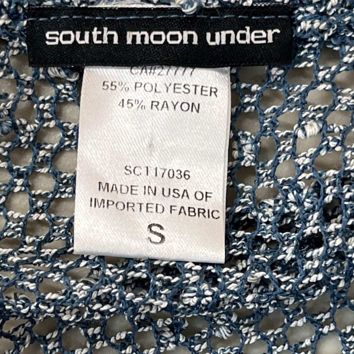 South Moon Under Women's Blue Knitted Cover Up Mesh Shirt Dress Sz S