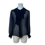 Chloé Womens Black Silk Sheer Blouse With Neck Tie Long Sleeve France Size 38