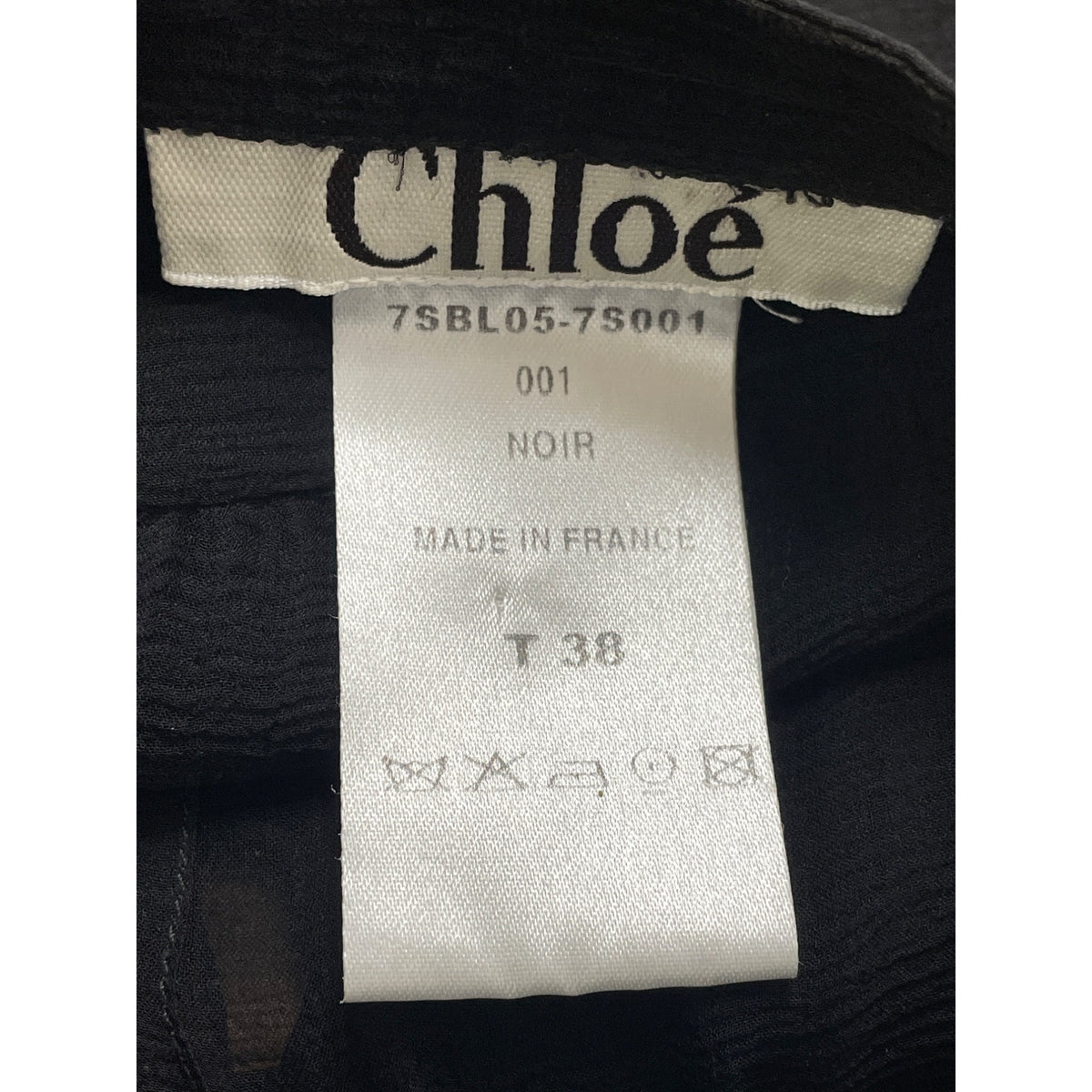 Chloé Womens Black Silk Sheer Blouse With Neck Tie Long Sleeve France Size 38