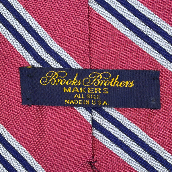 Vintage Brooks Brothers Red Silk Striped Tie Classic Business Necktie