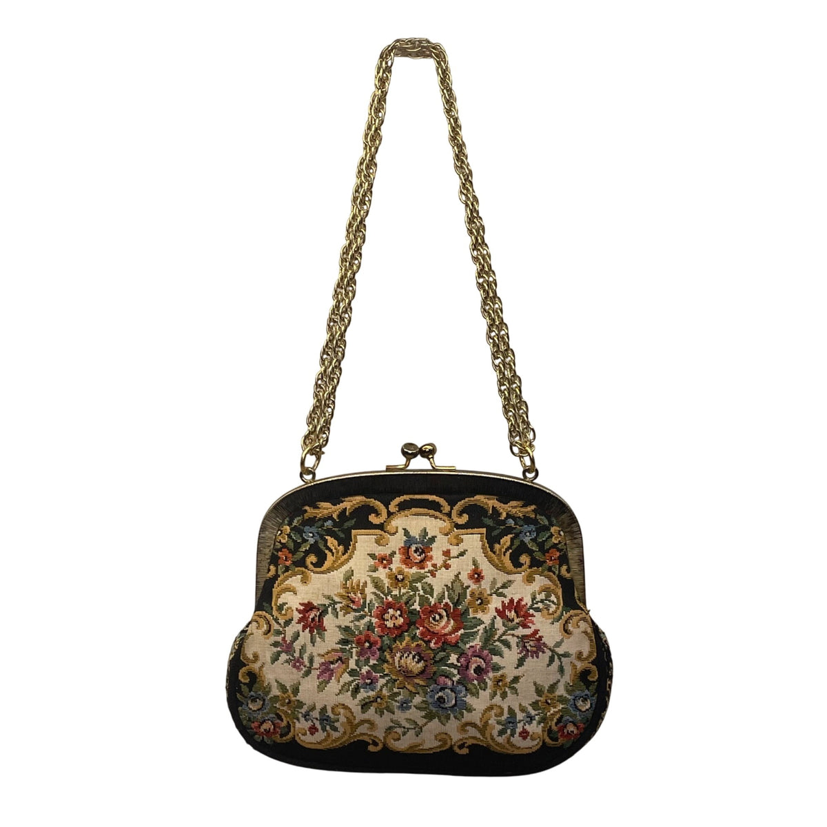 Walborg Women’s Multicolor Floral Needlepoint With Chain Strap Evening Bag