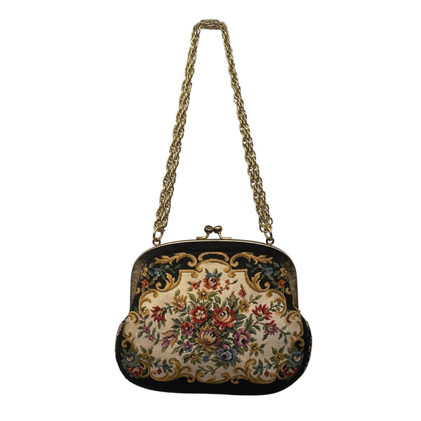Walborg Women’s Multicolor Floral Needlepoint With Chain Strap Evening Bag
